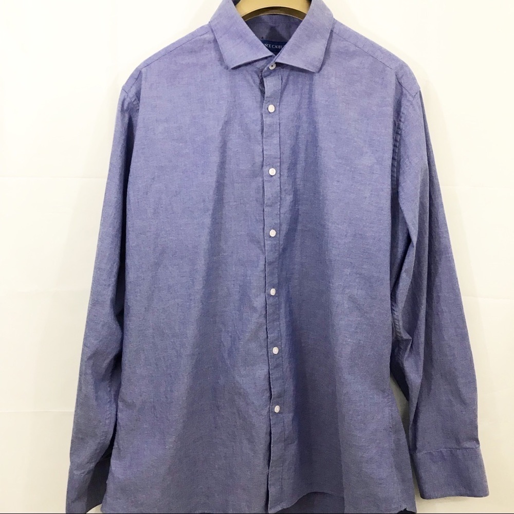 Vince Camuto Shirt Slim Fit Chambray Button Front Long Sleeves - Picture 2 of 8